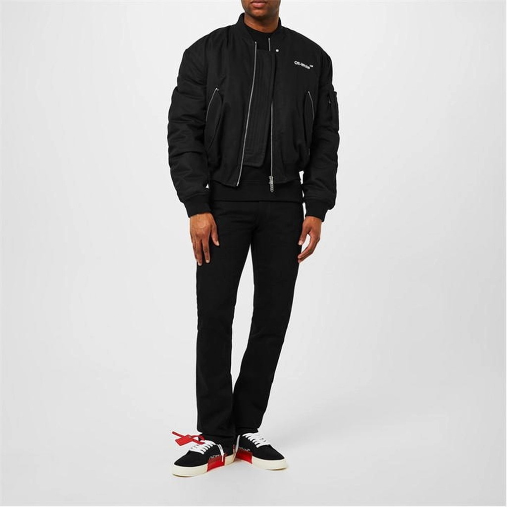 Off White Diagonal Tab Bomber Jacket - Black